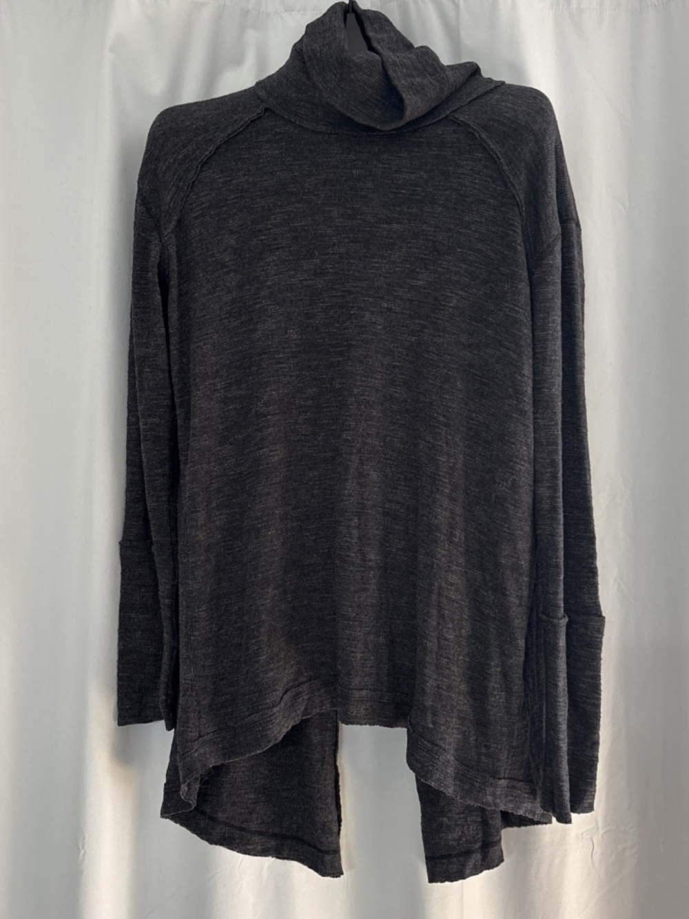 WE THE FREE PEOPLE Size L Gray Turtleneck Sweater Slit Back Tunic Oversized
